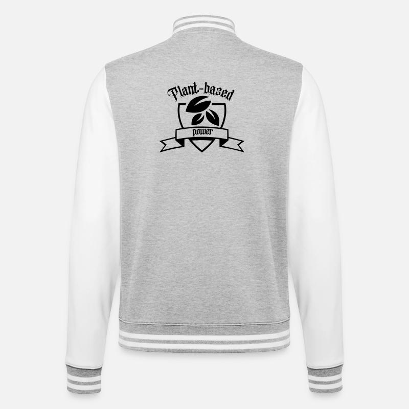 Plant-based power - College-Sweatjacke - Grau meliert/Weiß