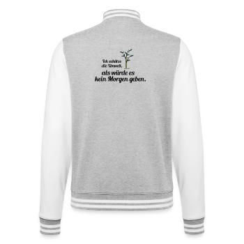 kein Morgen - College-Sweatjacke - Grau meliert/Weiß - Hinten - Marisol (170cm)