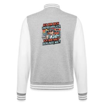 Je ne suis pas hostile, je suis juste un Berlinois - Veste Teddy - gris chiné / blanc - Dos - Marisol (170cm)