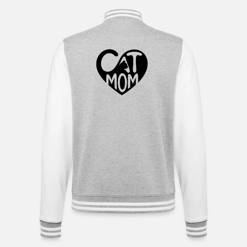 Maman Chat, Cœur de Maman Chat - Veste Teddy - gris chiné / blanc