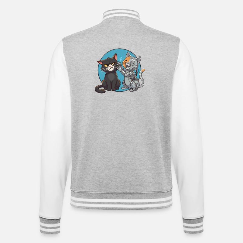 Chat und Roboter - College-Sweatjacke - Grau meliert/Weiß