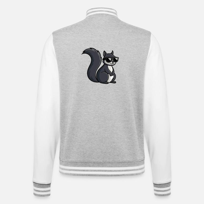 Coole Eichhörnchen-Dunkle Brille - College-Sweatjacke - Grau meliert/Weiß