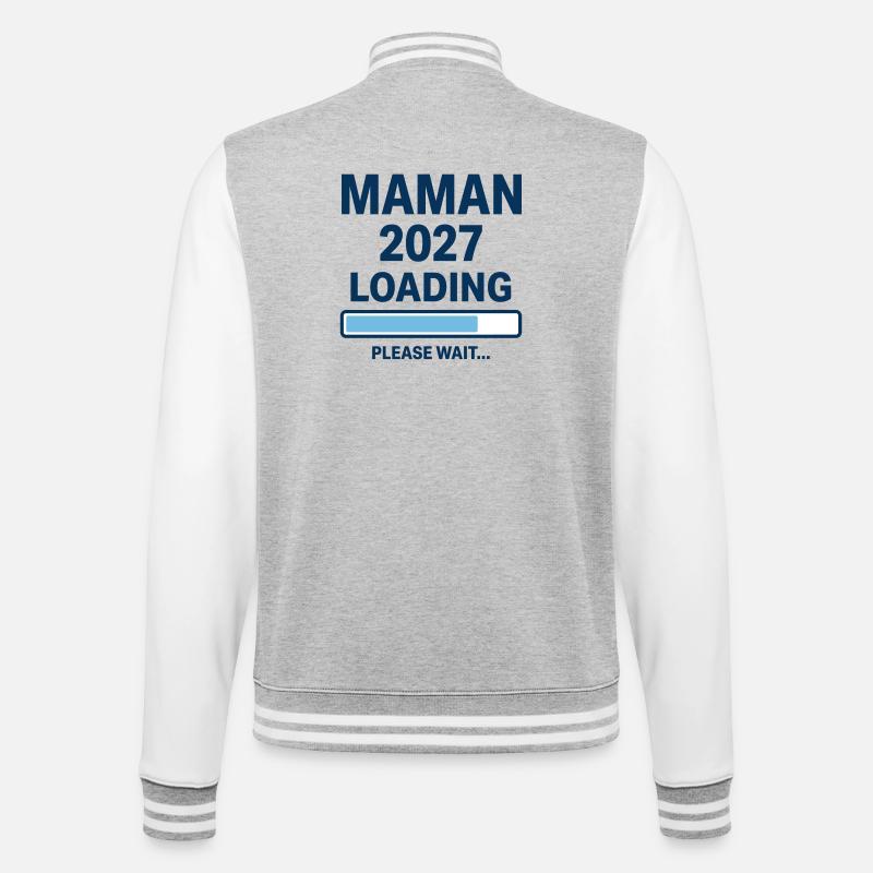 Design Mom 2027 Loading Schwangerschaft - College-Sweatjacke - Grau meliert/Weiß