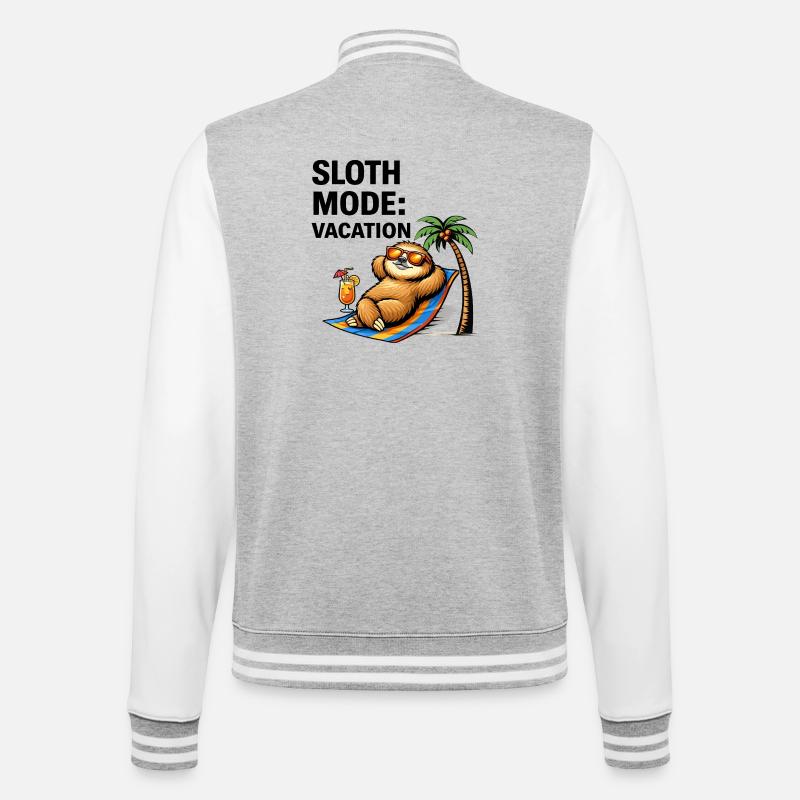 Faultierinsel entspannt in Hängematte - College-Sweatjacke - Grau meliert/Weiß