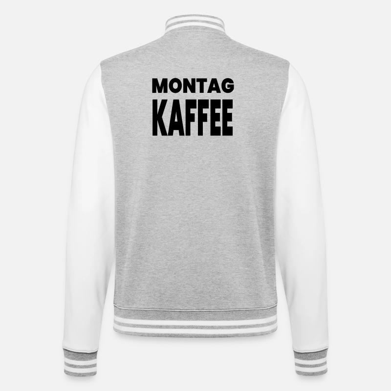 Kaffee - College-Sweatjacke - Grau meliert/Weiß