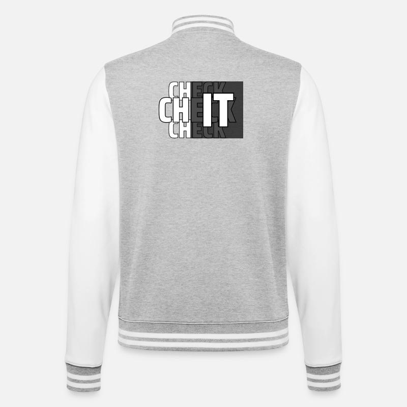 CHECK IT - College Sweat Jacket - heather grey/white