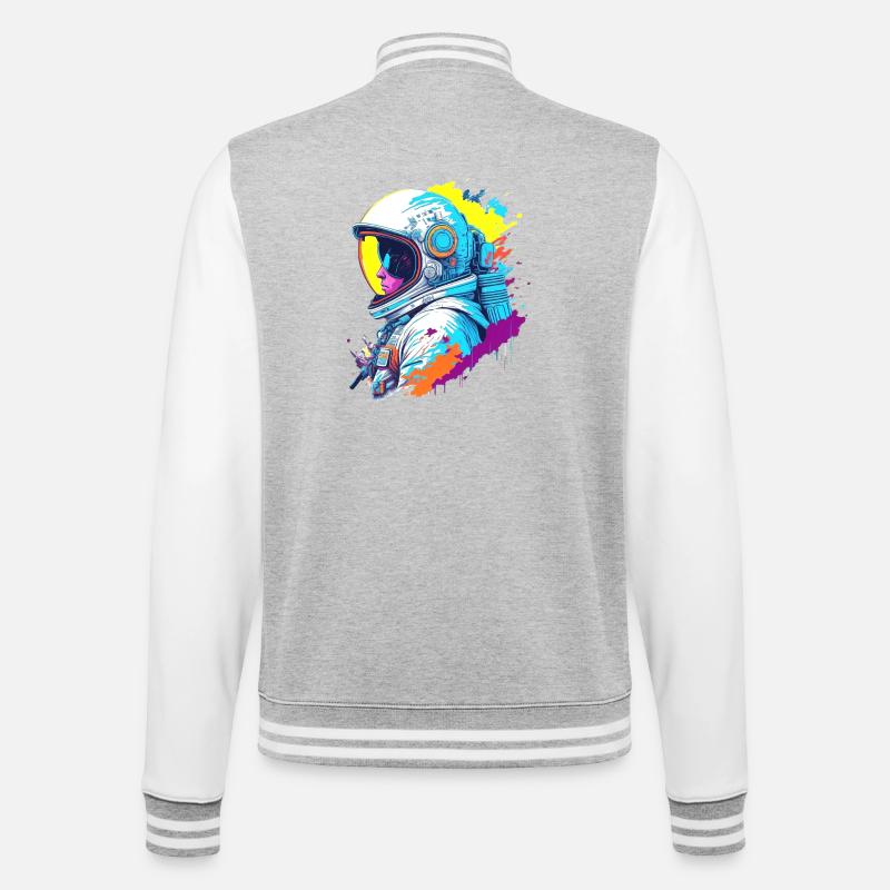 Astronaut Farbspritzer Illustration - College-Sweatjacke - Grau meliert/Weiß