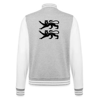 Normandy 2 Black Leopards Coat of Arms - College Sweat Jacket - heather grey/white - Back - Marisol (170cm)