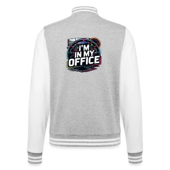 Ich bin in meinem Büro - College-Sweatjacke - Grau meliert/Weiß - Hinten - Marisol (170cm)