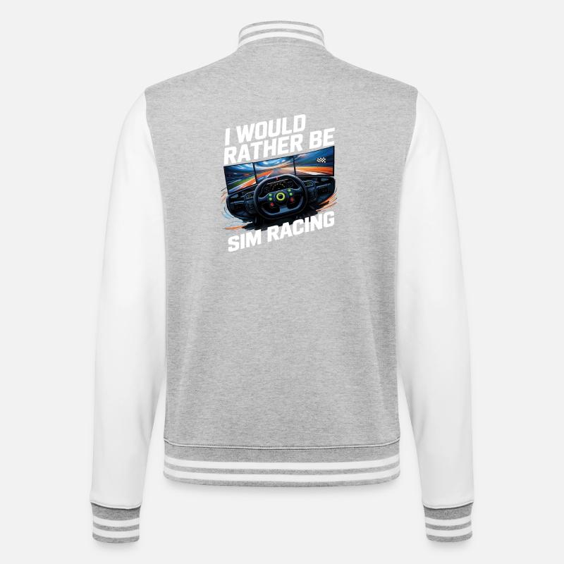 I'd rather do sim racing - College Sweat Jacket - heather grey/white