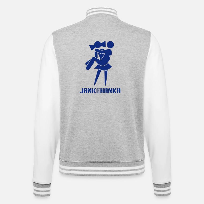 JANK A HANKA - College-Sweatjacke - Grau meliert/Weiß