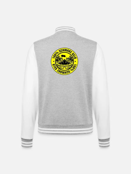 Schwarz Gelb Fans - College-Sweatjacke - Grau meliert/Weiß