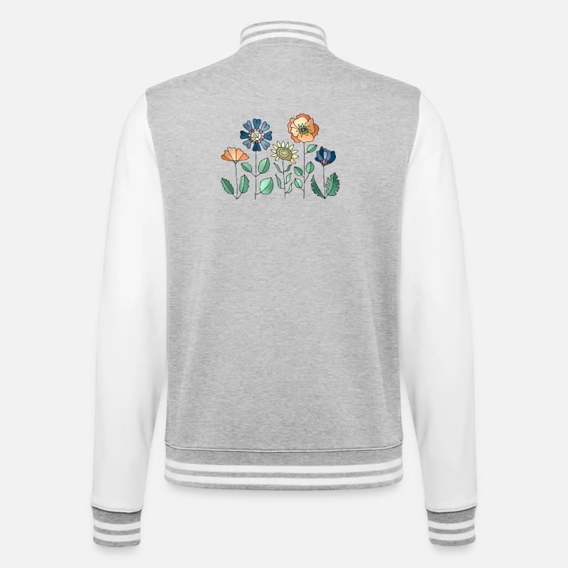 Blumen - College-Sweatjacke - Grau meliert/Weiß