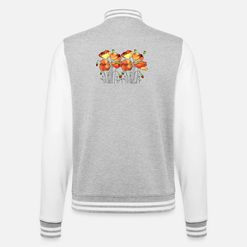Flowers - College Sweat Jacket - heather grey/white