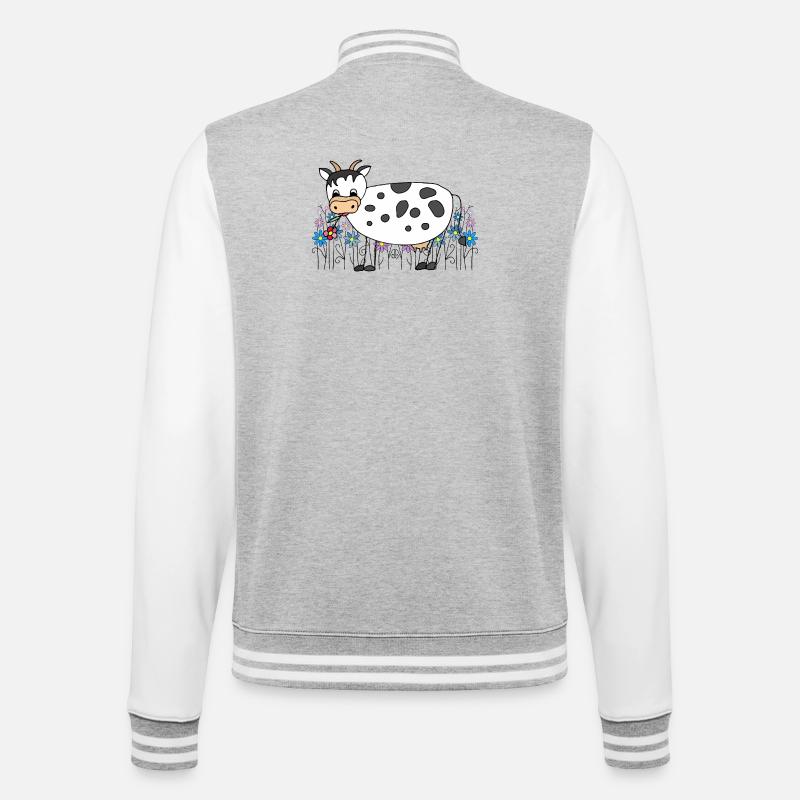 Cow - College Sweat Jacket - heather grey/white
