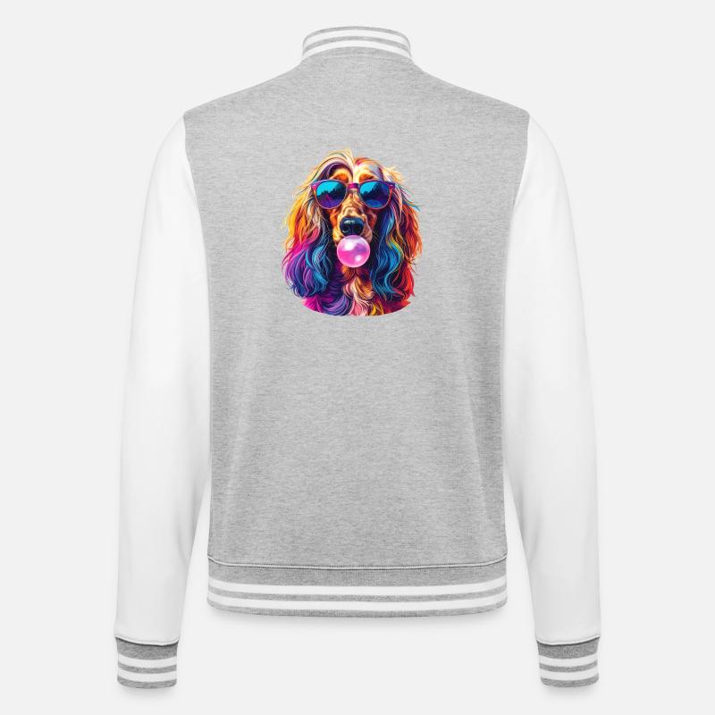 Lévrier afghan Pop Art avec chewing-gum - Veste Teddy - gris chiné / blanc
