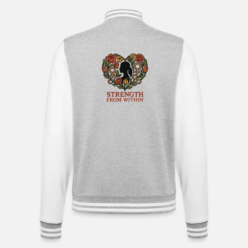 Strength From Inside Blossom Heart - College Sweat Jacket - heather grey/white