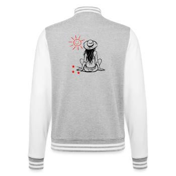 Longing for sun - College Sweat Jacket - heather grey/white - Back - Marisol (170cm)