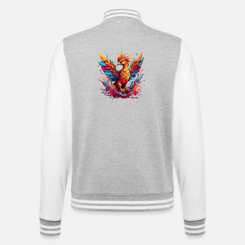 Feuerphönix Farbexplosion - College-Sweatjacke - Grau meliert/Weiß