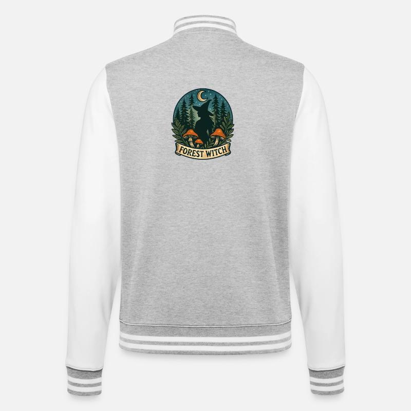 Forest Witch in the Moonlight - College Sweat Jacket - heather grey/white