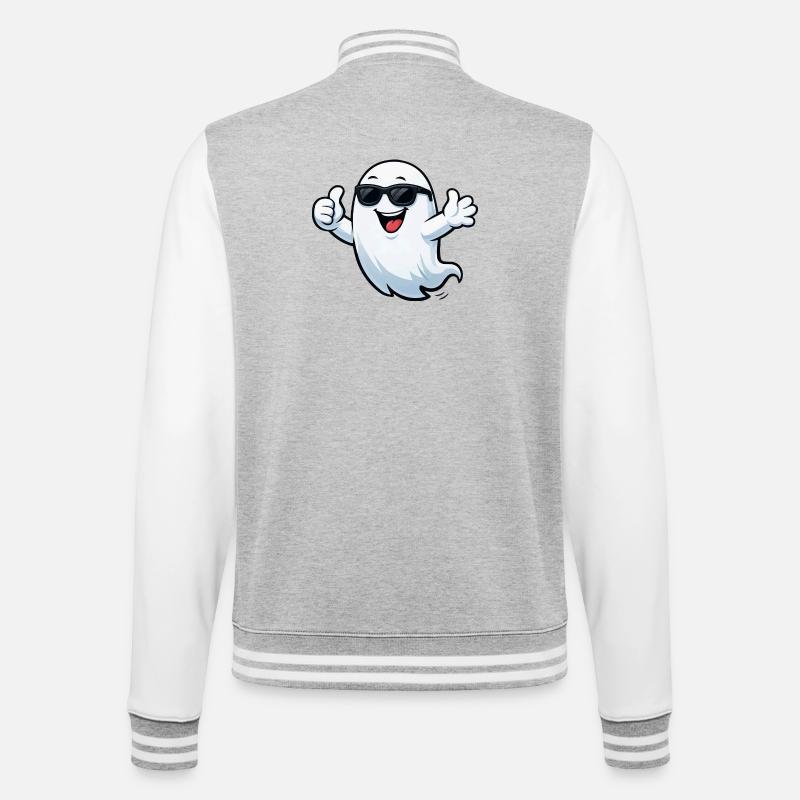 Sonnengeist mit Sonnenbrille - College-Sweatjacke - Grau meliert/Weiß