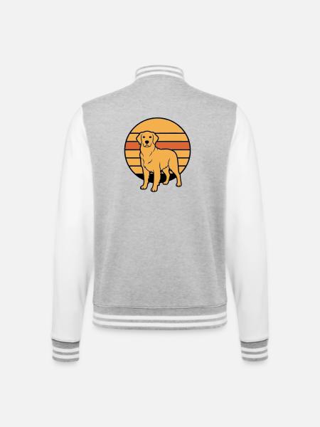 Dog Retriever Retro Sunset - College Sweat Jacket - heather grey/white