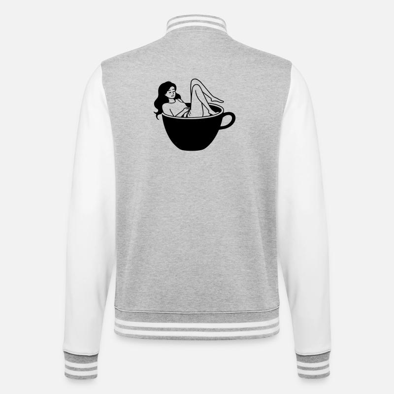Kaffeekultur - College-Sweatjacke - Grau meliert/Weiß