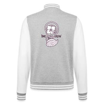 Blumenuhr – Jugendstil-Wachstumsdesign - College-Sweatjacke - Grau meliert/Weiß - Hinten - Marisol (170cm)