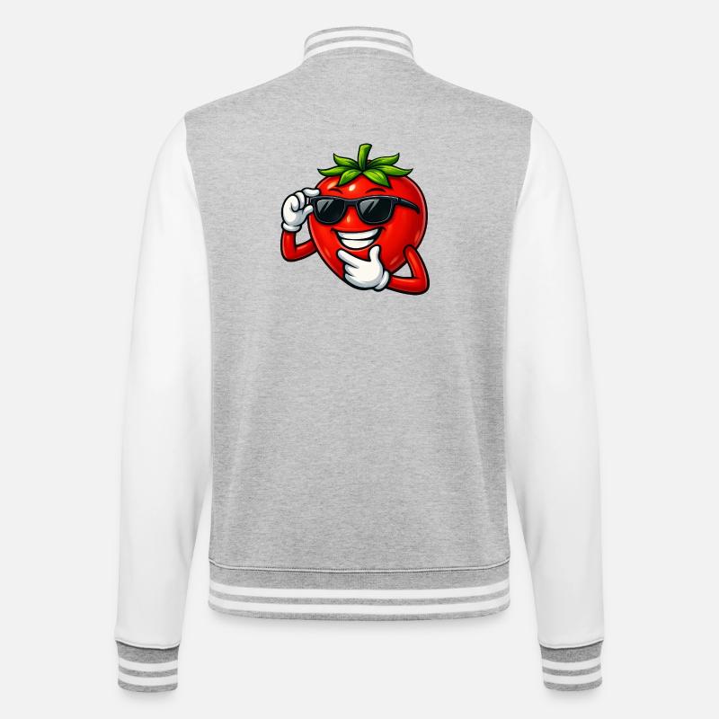Coole Cartoon Tomate Comic Gemüse Spaß - College-Sweatjacke - Grau meliert/Weiß