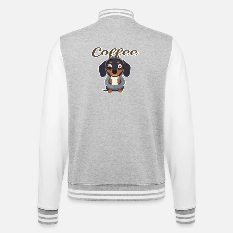 Teckel mignon au café - Veste Teddy - gris chiné / blanc