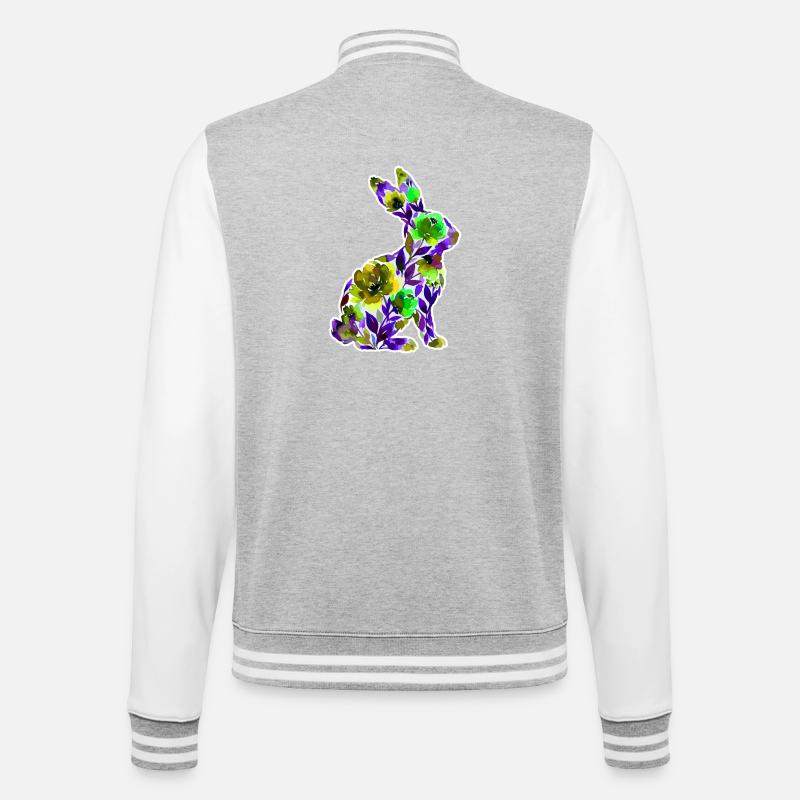 Fleurs en forme de lapin - Veste Teddy - gris chiné / blanc