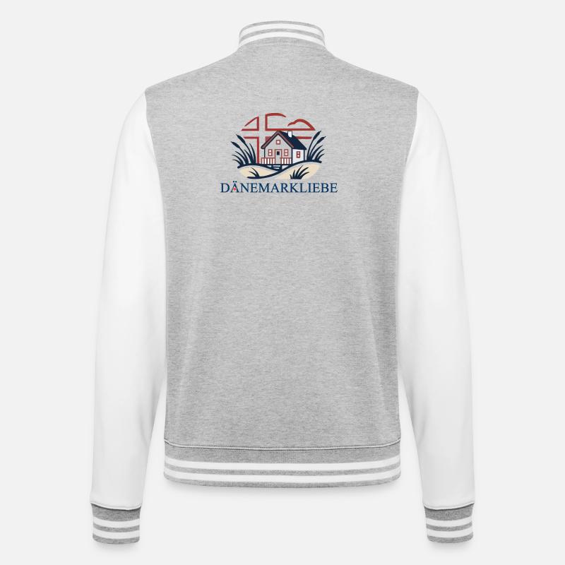 Dänemarkliebe - Ein Statement mit Aussagekraft - College-Sweatjacke - Grau meliert/Weiß