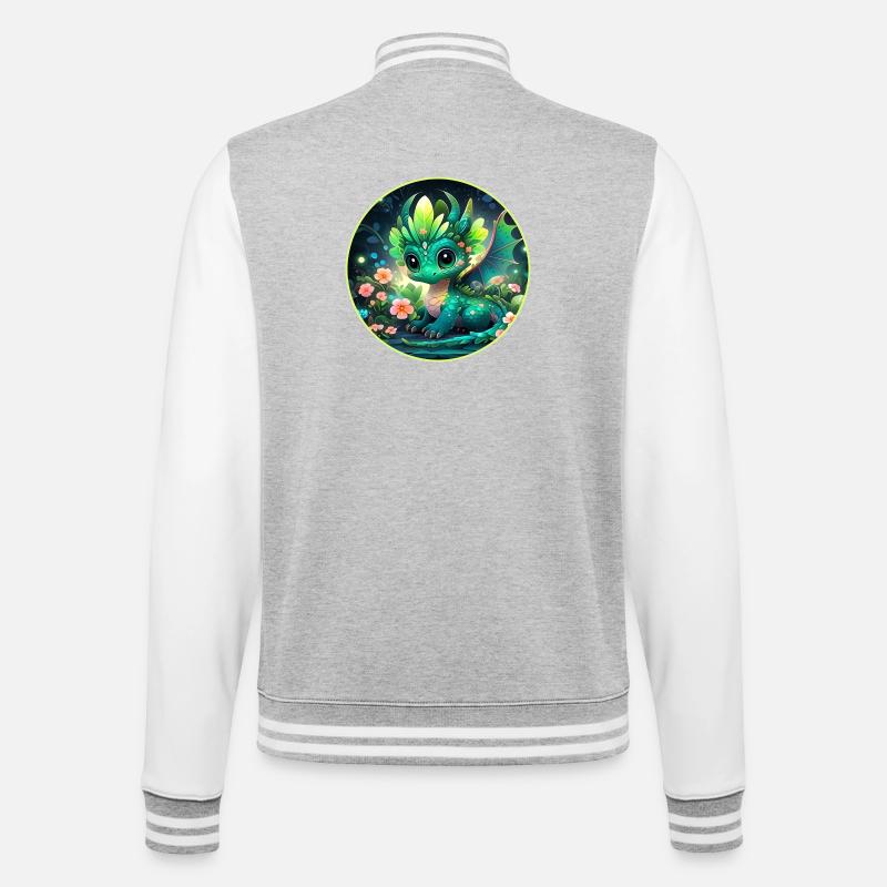 Dragon Cub in the Rainforest - College Sweat Jacket - heather grey/white