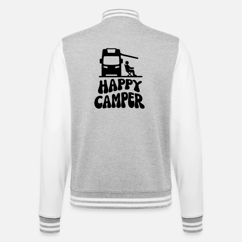 Camper Happy - College-Sweatjacke - Grau meliert/Weiß