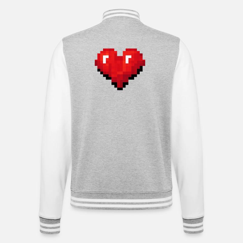 Retro Pixel Heart Videospiel - College-Sweatjacke - Grau meliert/Weiß
