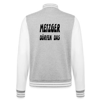 Metzger - College-Sweatjacke - Grau meliert/Weiß - Hinten - Marisol (170cm)
