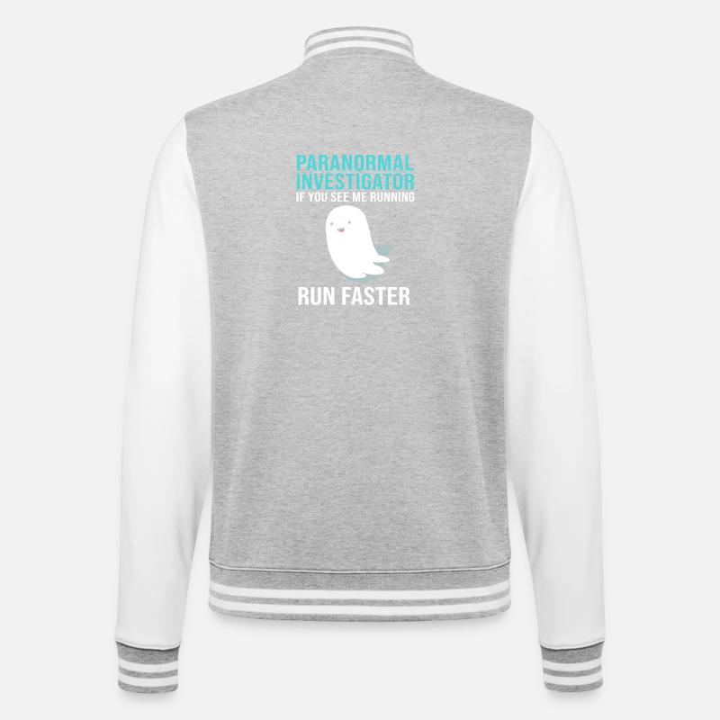 Paranormal Ghost Ghost Ghost Spooky - College Sweat Jacket - heather grey/white