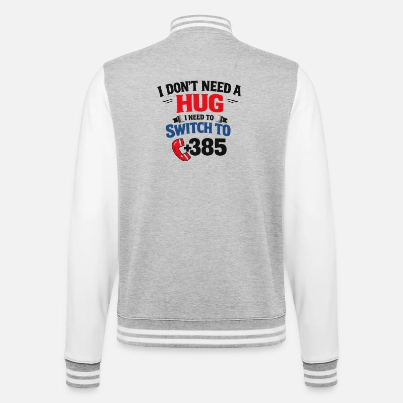 Kein Umarmung, Ruf Nummer 385 - College-Sweatjacke - Grau meliert/Weiß