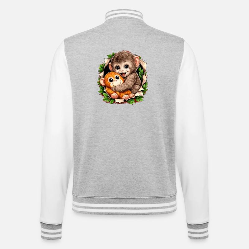 Tendance virale du Baby Monkey Punch - Veste Teddy - gris chiné / blanc