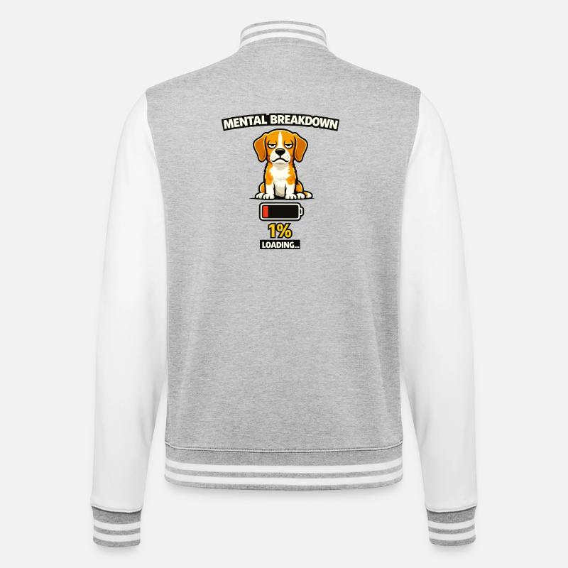 Mental Breakdown Beagle Loading - College Sweat Jacket - heather grey/white