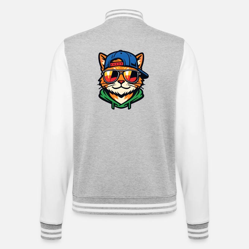 Chat avec des lunettes de soleil - Veste Teddy - gris chiné / blanc