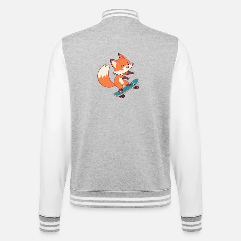 Fox skateboarder on skateboard - College Sweat Jacket - heather grey/white