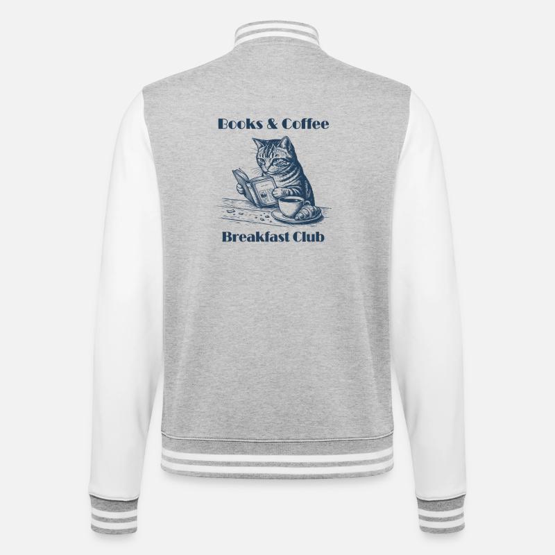 Books & Coffee Cat – Cozy Reader Design - Veste Teddy - gris chiné / blanc