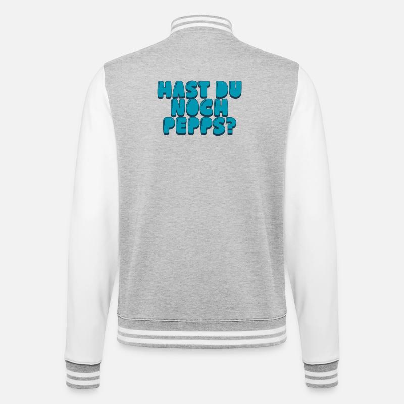 Hast du noch Pepps? - College-Sweatjacke - Grau meliert/Weiß