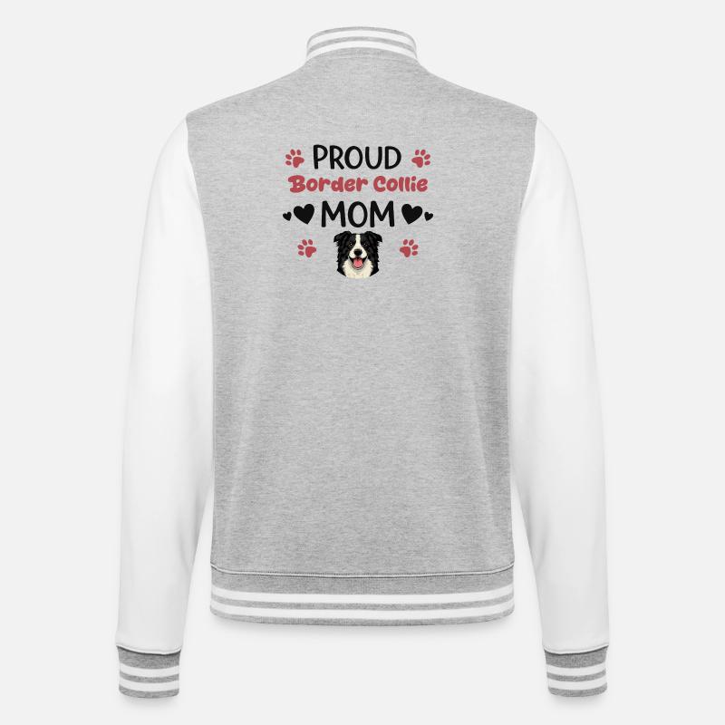 Stolze Bc Mutter, Border Collie - College-Sweatjacke - Grau meliert/Weiß