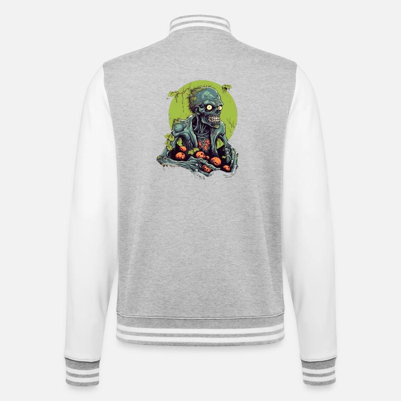 Halloween - Zombie - Horror - Witch - College Sweat Jacket - heather grey/white
