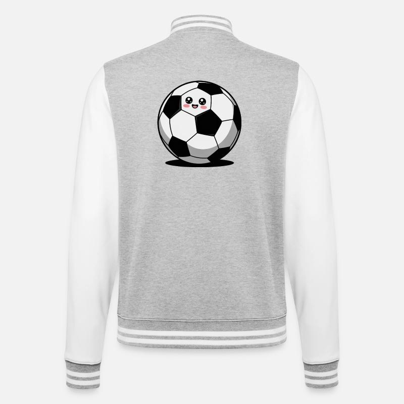 Fußball comic süß - College-Sweatjacke - Grau meliert/Weiß