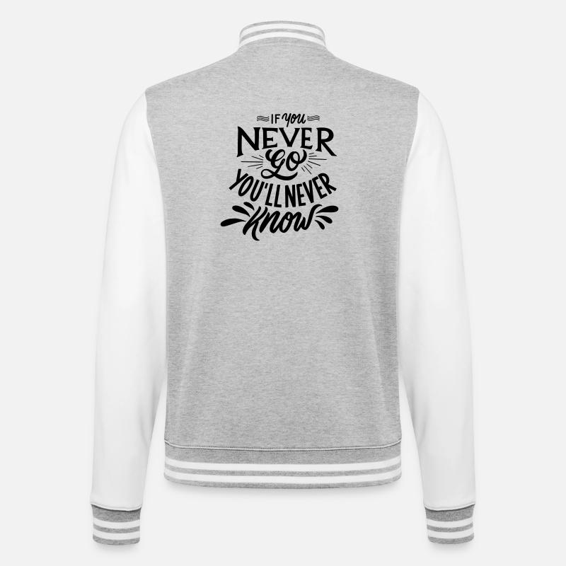 positiver Satz - College-Sweatjacke - Grau meliert/Weiß