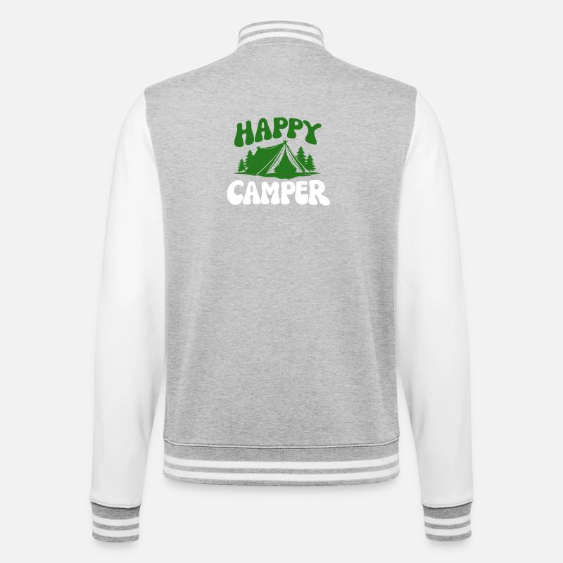 Campeur joyeux dans la forêt - Veste Teddy - gris chiné / blanc