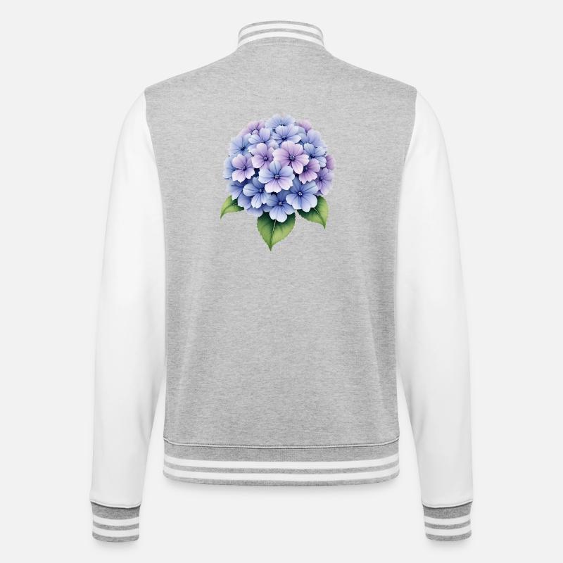 Hydrangea Flower - College Sweat Jacket - heather grey/white